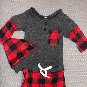 Amazon Kids Pajama Set in Red and Gray Plaid